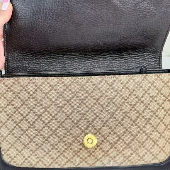 Gucci GG Logo Flap Shoulder Bag Crossbody Dark Purple Leather - Picture 8 of 9